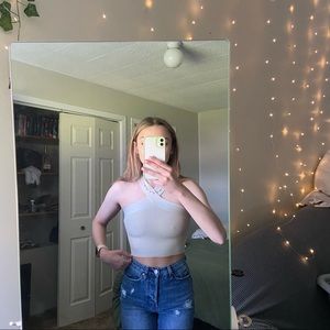 aritzia babaton sculpt knit cross cross cropped tank